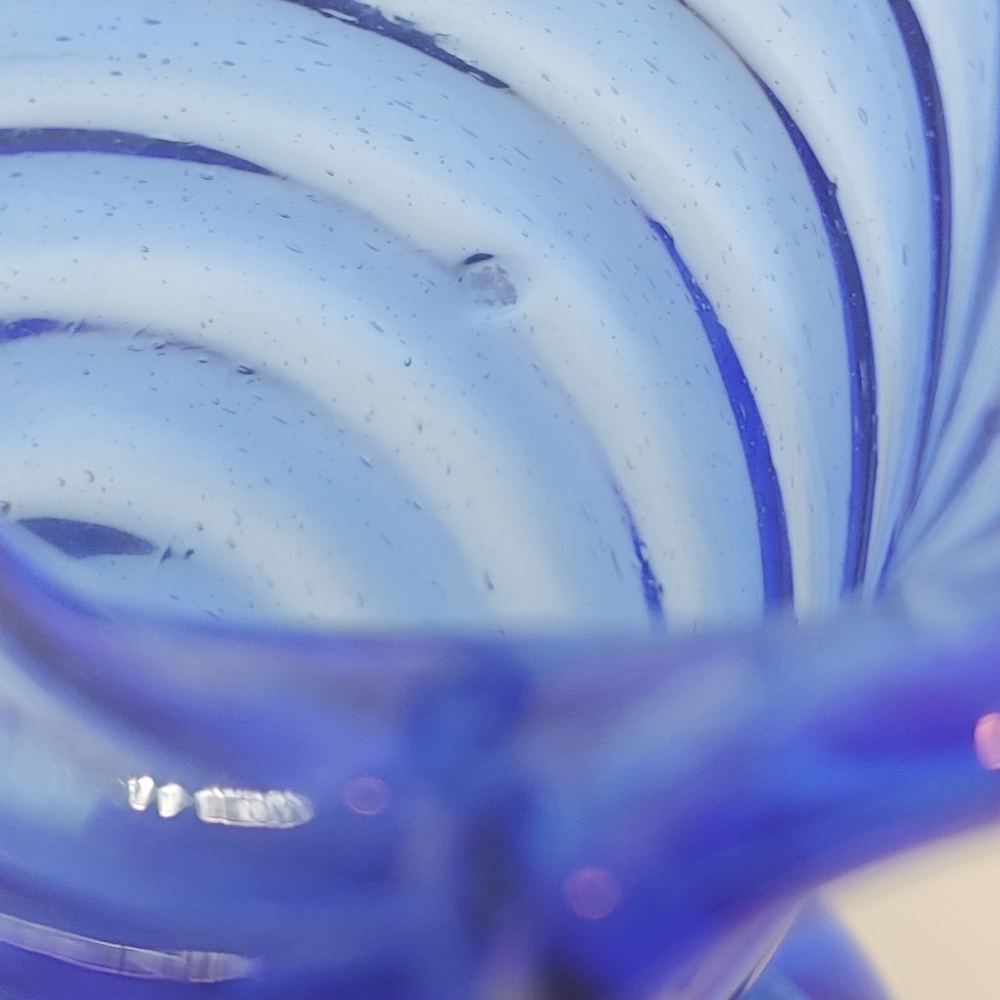 Cobalt Blue Handblown Ruffled Mini Vase - Picture 10 of 10